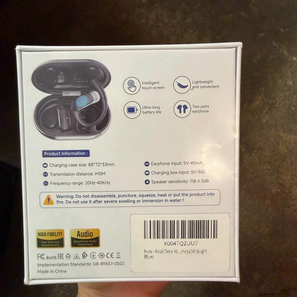 Wireless Translator Earbuds - Black blue